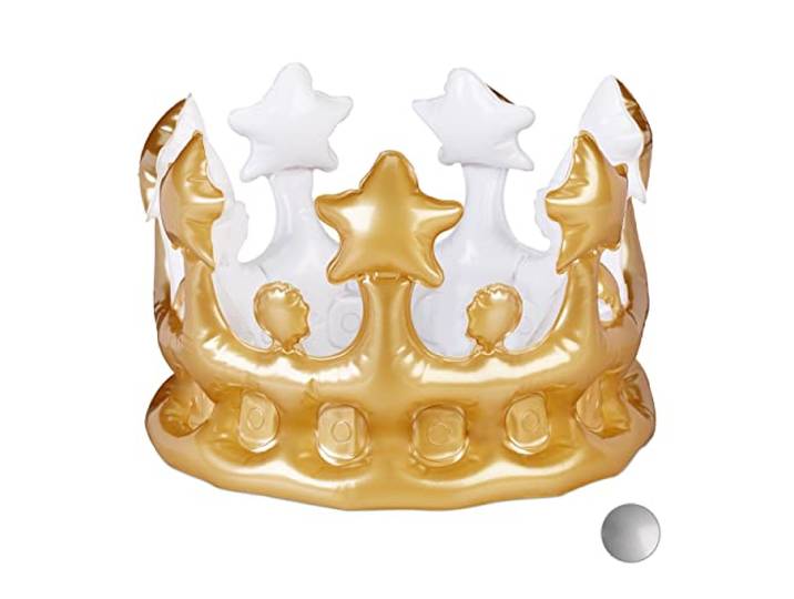 Relaxdays Couronne gonflable\, accessoire de costume de carnaval\, accessoire pour princesse\, roi\, anniversaire\, différentes couleurs
