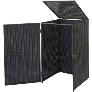 Mendler Mülltonnenbox HWC-E25, Polyrattan, für 1 Mülltonne bis 120 Liter, verriegelbar