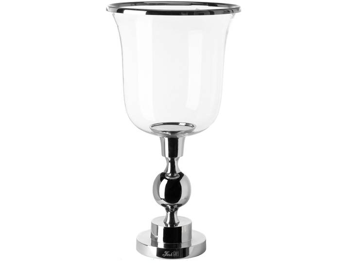 Windlicht FINK SAMANTA , silber (silberfarben), H:48cm Ø:26cm, Aluminium, Glas, Kerzenhalter, Windlicht, Kerzenhalter aus Aluminium und Glas