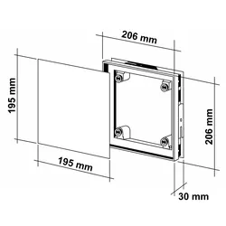Fliesenrahmen aus Kunststoff mit Magneten Trägerplatte Stahlblech 206X206 mm