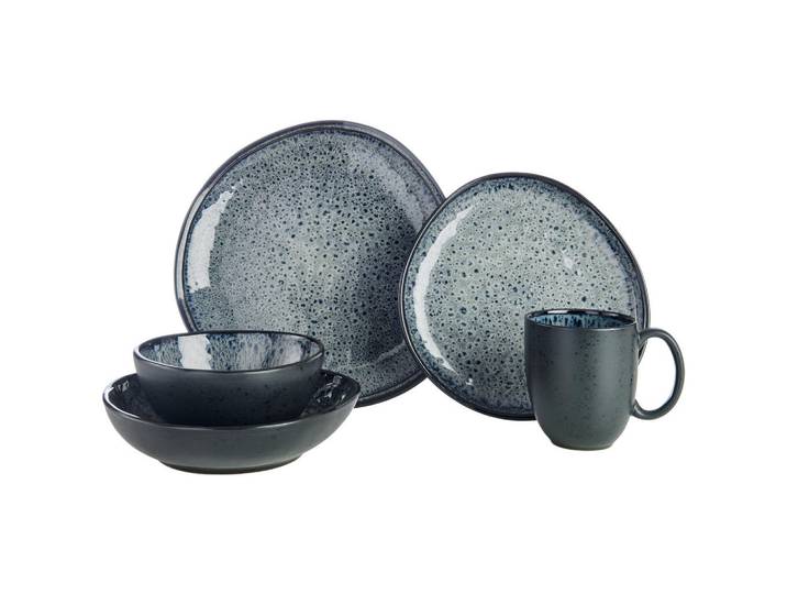 Novel Kombiservice Søren Grey, Grau, Keramik, 10-teilig, Farbverlauf, 390 ml,725 ml, Lfgb, Handmade Quality, lebensmittelecht, Geschirr, Geschirrsets, Kombiservice