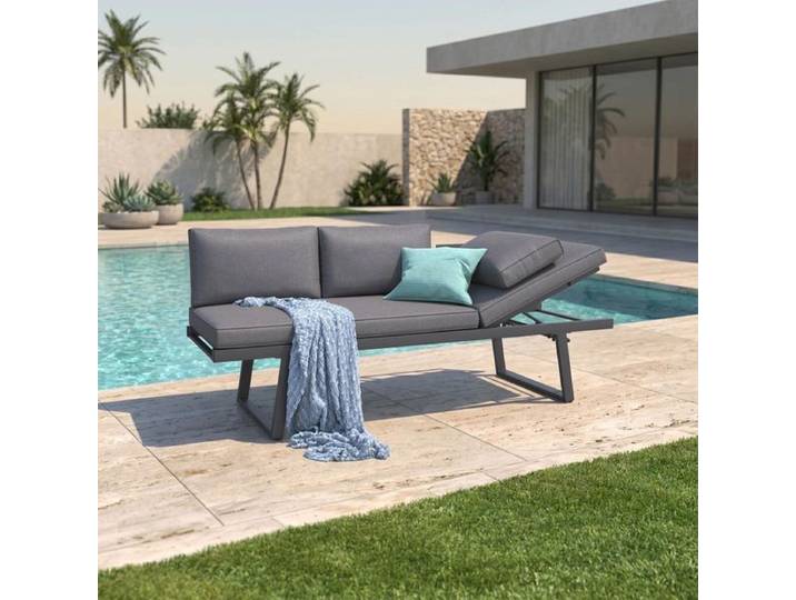 OUTLIV. Lucca Diningsofa Aluminium/Olefin Hellgrau