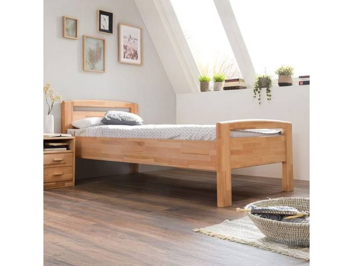 HOMELIV. Seniorenbett Luise Komfort Kernbuche Massivholz 90x200cm Mit Kopfteil