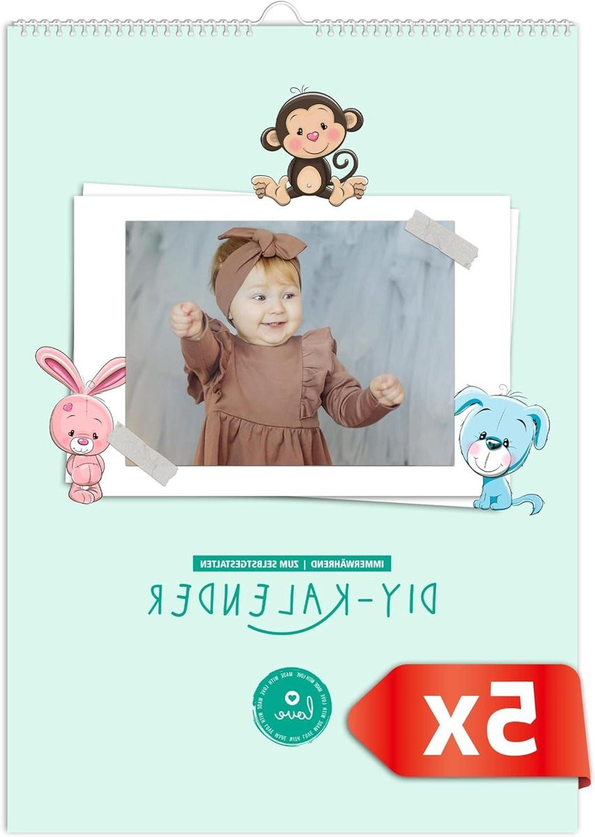 Persoonlijke DIY Foto Kalender met Dierenprint - A4 - Jaar Neutraal
