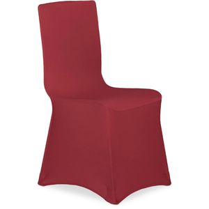 Relaxdays Stuhlhusse elastisch, dunkelrot, für Esszimmerstühle, bodenlang, aus Stoff, 4er Set