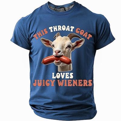 Herren Kurzarm Grafik-T-Shirt - Lustiger Erwachsener Humor Kehle Ziege Saftige Würstchen Design