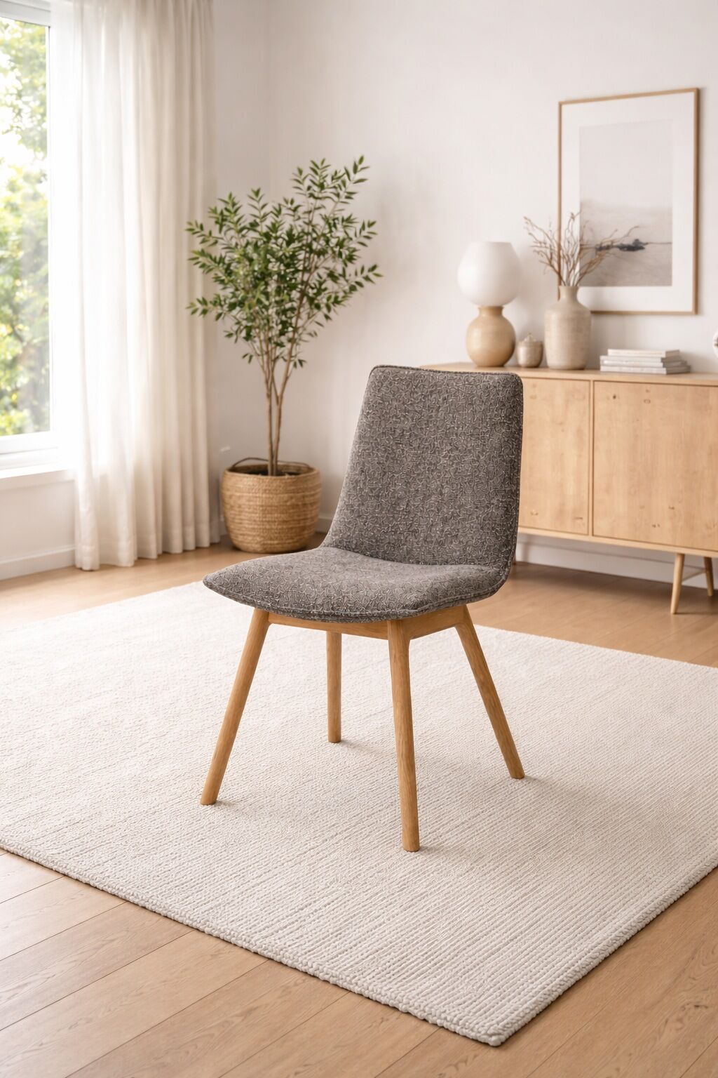 4-Fussstuhl GOODPRODUCT "Ramon", grau (braun rumi 9, eiche natur), B:46cm H:89cm T:57cm, Holzwerkstoff, Massivholz, Polyester, Stühle, 4-Fussstuhl, mit Massivholzbeinen, verschiedenen Farben und Stoffe braun rumi 9, eiche natur B/H/T: 46cm x 89cm x 57cm, 
