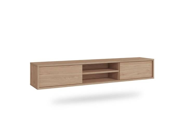 Meuble tv mural 2 portes 180 cm panneaux stratifiés marron