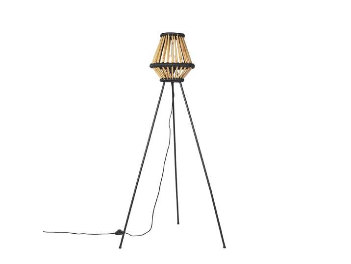 Lampadaire trépied oriental en bambou noir - Evalin