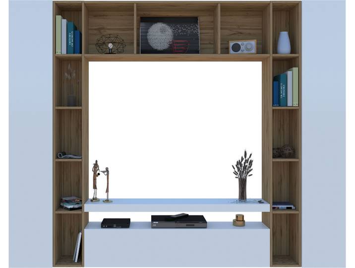 Wohnwand HOME AFFAIRE Brooklyn , weiss (weiß, wotan oak, weiß hochglanz), B:270cm H:210cm T:35cm, Holzwerkstoff, Kastenmöbel-Sets, Wohnwand