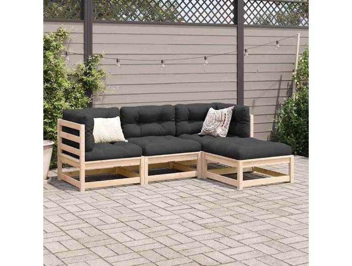 Soldes d'automne Brun Mobilier de Balcon - Salon de jardin - 4 pcs - Bois massif de pin 4349794917086