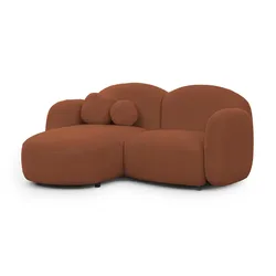 ECKSOFA Nuvola mit abgerundetem Design Terrakotta Bouclé-Stoff - Ottomane Links