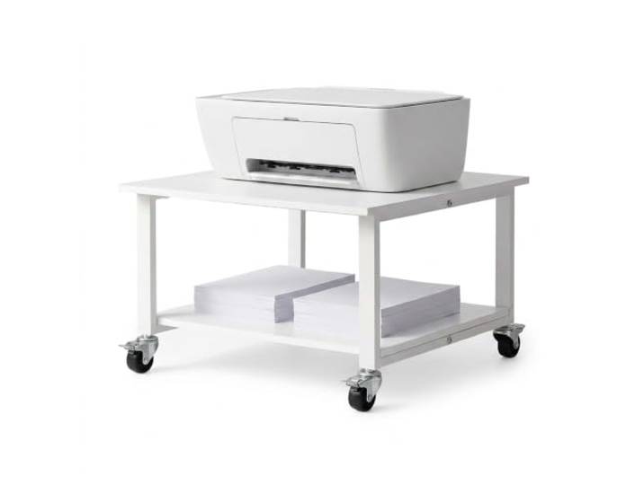 Relaxdays Chariot pour imprimante à roulettes meuble de bureau blanc\, 2 niveaux dimensions H x L x P : 32 x 50 x 50 cm
