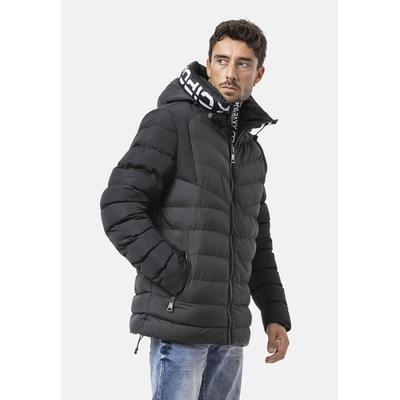 Winterjacke CIPO & BAXX "CM185", Herren, Gr. XXL, schwarz, Stoff, 100% Polyester, unifarben, regular fit normal, Jacken Winterjacke, mit markanter Marken-Zipperleiste