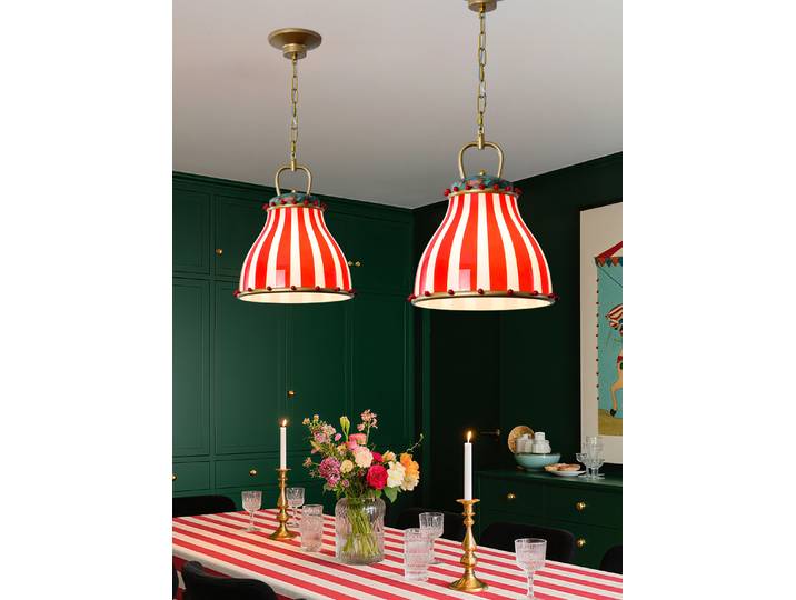 Lustre de cirque coloré rétro Memphis à rayures rouges, luminaire suspendu pour chambre d'enfant, salle à manger, îlot de cuisine, lampes d'entrée