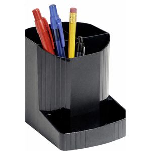 Exacompta Stiftehalter Mini Octo, 675014D, Recycling-Kunststoff, 3 Fächer, schwarz