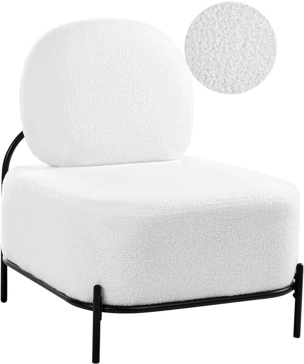 Beliani LUNDE Fauteuil Retro Wit Bouclé