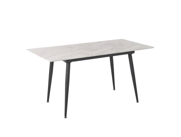 Beliani Esstisch 120-150/80/75 cm Weiß schwarz Rechteckig Eftalia, 80x75x150 cm, Esszimmer, Esstische