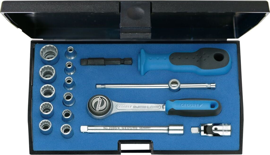Gedore set doppen 1/4 inch 17-delig UD-profiel 4-13 mm EMU-3