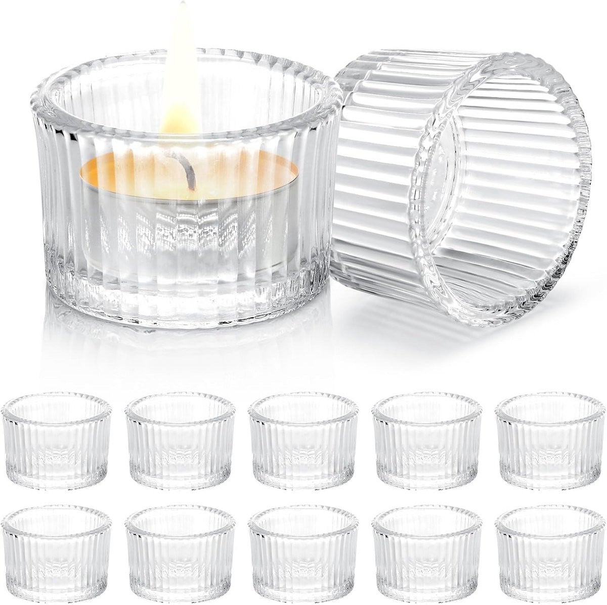 Set van 12 vintage glazen theelichthouders voor tafeldecoratie