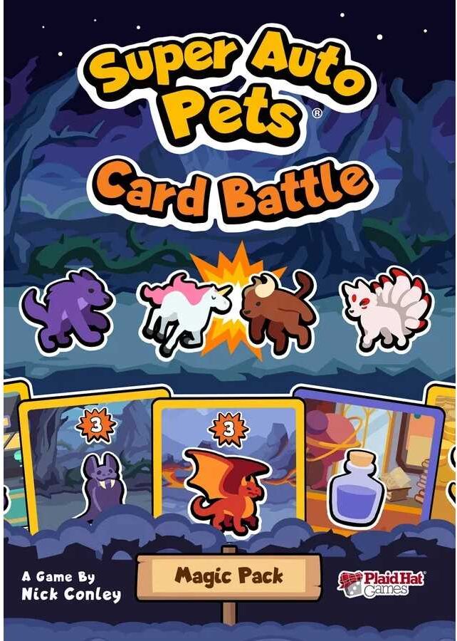 Super Auto Pets Card Battle: The Magic Pack, Fast-Playing Card Battles for 2 Players, Ages 10+, by Plaid Hat Games