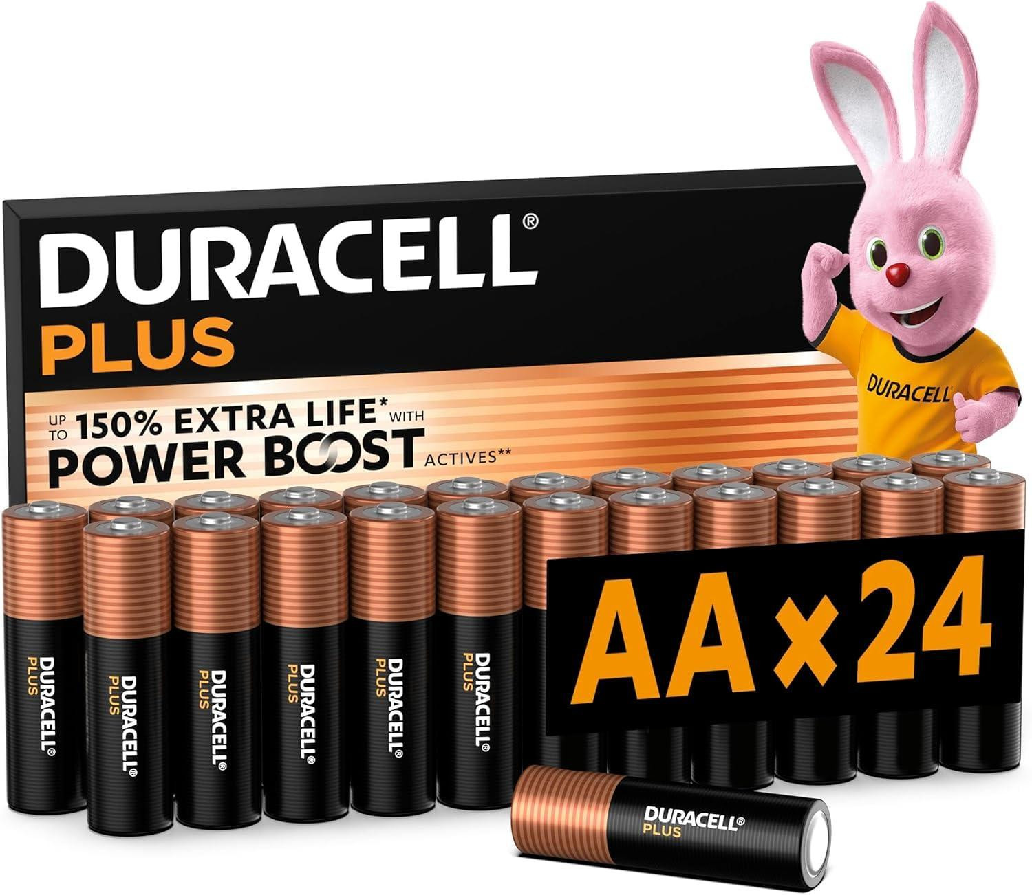 Duracell Plus AA alkalinebatterijen, 1,5V, LR06, 24 stuks