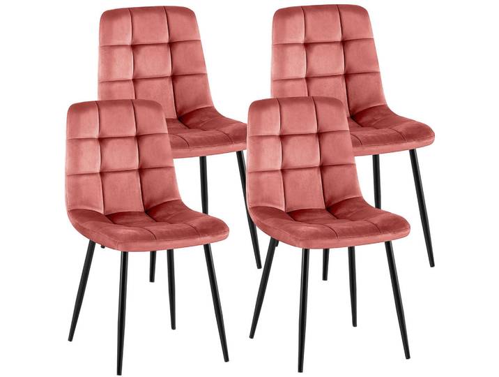 CLP Stuhl 4er Set Samt Rosa, Metall, 45x84x55 cm, Esszimmer, Stühle