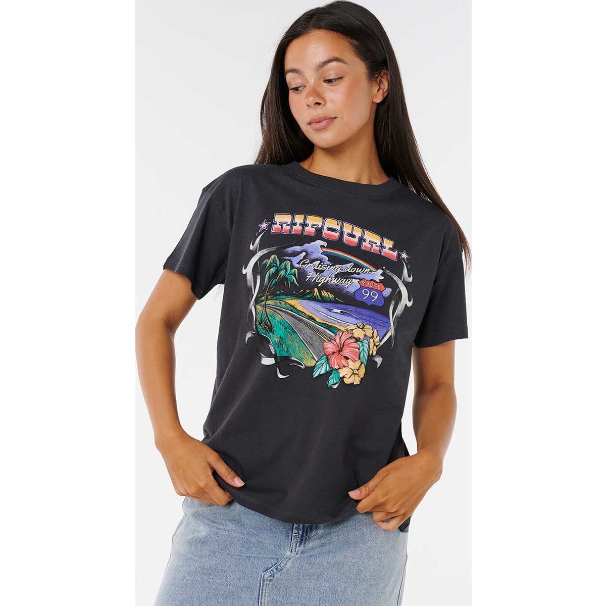 RipCurl Pacific Rider Relaxed Tee washed black (8264) S 0JYWTE_8264_S