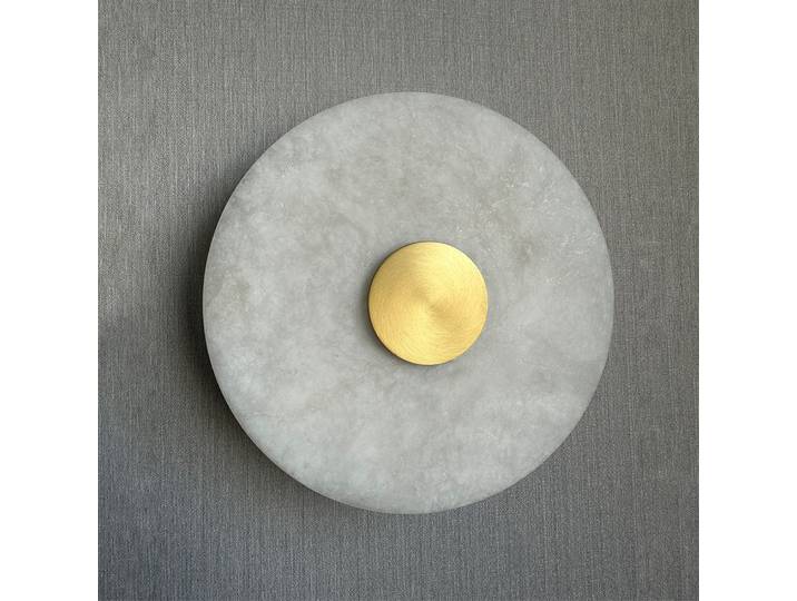Applique murale LED en marbre naturel espagnol, ronde en laiton, pour chambre à coucher, salon, arrière-plan de télévision, allée, chevet, décoration artistique