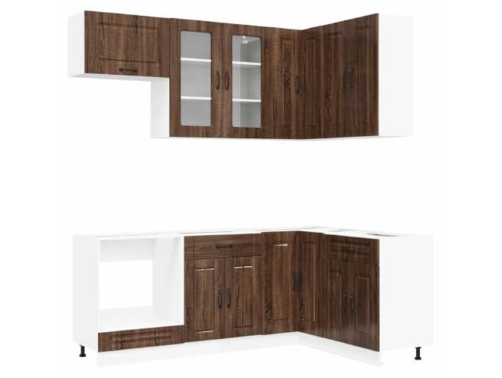 HKTMGDNG Küchenzeile KALMAR 8-teilig Brauneiche Holzwerkstoff Modularer Küchenschrank für die moderne Küche: Bietet viel Stauraum, verstellbare Füße und Stabilität im Alltag.