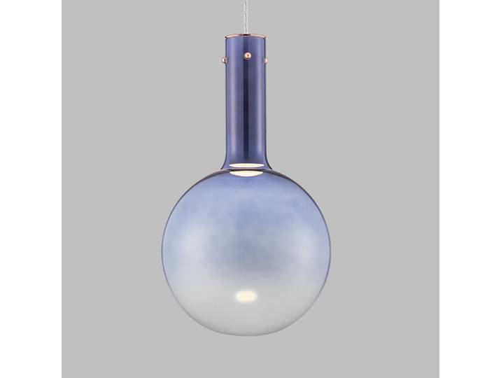 Suspension Nostos Ø 25cm Bleu/Bleu aluminium / verre coloré LED non-remplaçables Module LED