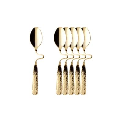 Esslöffel VILLEROY & BOCH "Espresso-/Mokkalöffel vergoldet NewWave Caffè Spoon 12 cm 6er Set gold", gold, B:5,5cm L:12cm, Esslöffel, Spülmaschinenfest