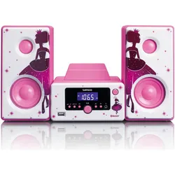 Lenco MC-020 Princess (Bluetooth, 2x 5 W), Stereoanlage, Rosa, Violett, Weiss