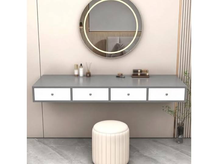 PGZMDTWI Schwebender Schminktisch, Wandtisch, Holz-Arbeitsplatz Modernes Nordisches Design und Platzsparend für Büro, Wohnung und Kleine Räume(B,180 cm70.87 in)