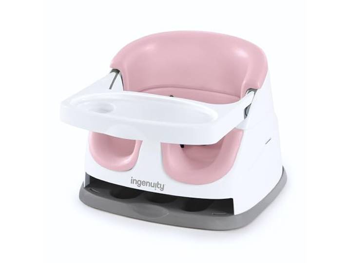 Ingenuity 2 in 1 Sitzerhöhung Stuhl, Babysitzerhöhung & Kleinkindersitz mit abnehmbaren Tablett, Essen & Fütterung Sitz für Kleinkinder, leicht zu reinigen, ideal für unterwegs, Peony, ab 6 Monaten