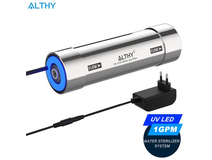 ALTHY LED UV stérilisateur d'eau ultraviolette pour filtre à eau sous évier/système de purificateur RO acier inoxydable sans mercure 50 ans de vie
