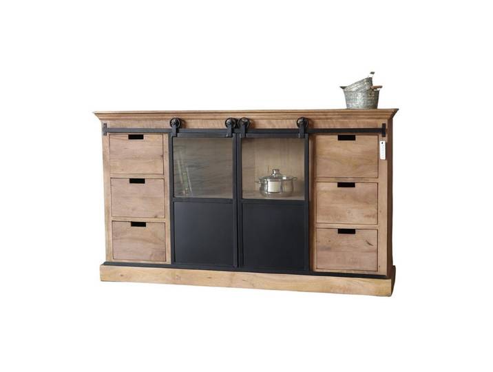 baario Sideboard Sideboard STUPORE Massivholz, Industrial Style Anrichte Mangoholz & Eisen