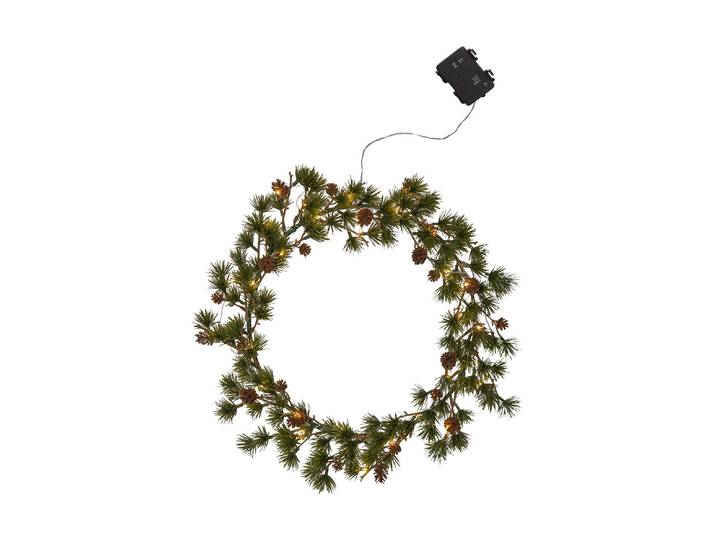 Dekohänger LED-Weihnachtskranz Larix, Ø 40 cm, Grün , grün, B/H/T: 8cm, Dekohänger, Dekohänger