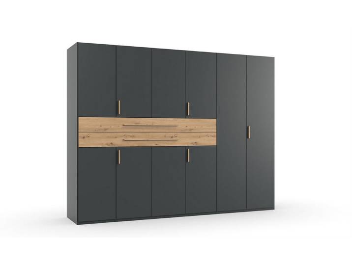 freiraum Drehtürenschrank Drehtürenschrank >DIGIT< GRAFIT / ARTISAN EICHE DEKOR / SPIEGEL - in GRAFIT - ARTISAN EICHE DEKOR - 270x208x58cm (BxHxT)