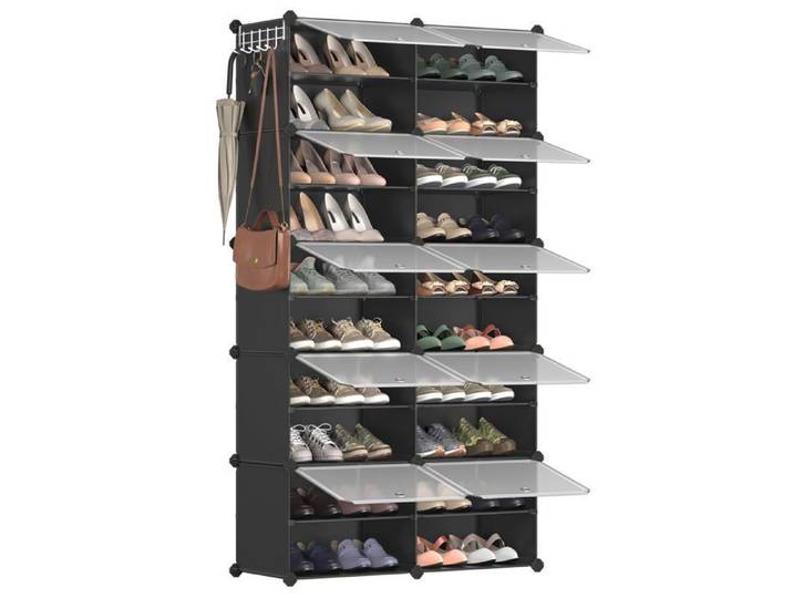 Étagère à Chaussures 10 Compartiments Étagère de Rangement Modulable Compartiment de 30 x 40 x 30 Noir 10 10 MEUBLE A CHAUSSURES