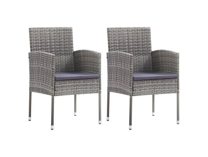 Chaises de jardin coussins gris foncé 2 pcs résine tressée siège de jardin chaise de balcon chaise à dîner de 318705