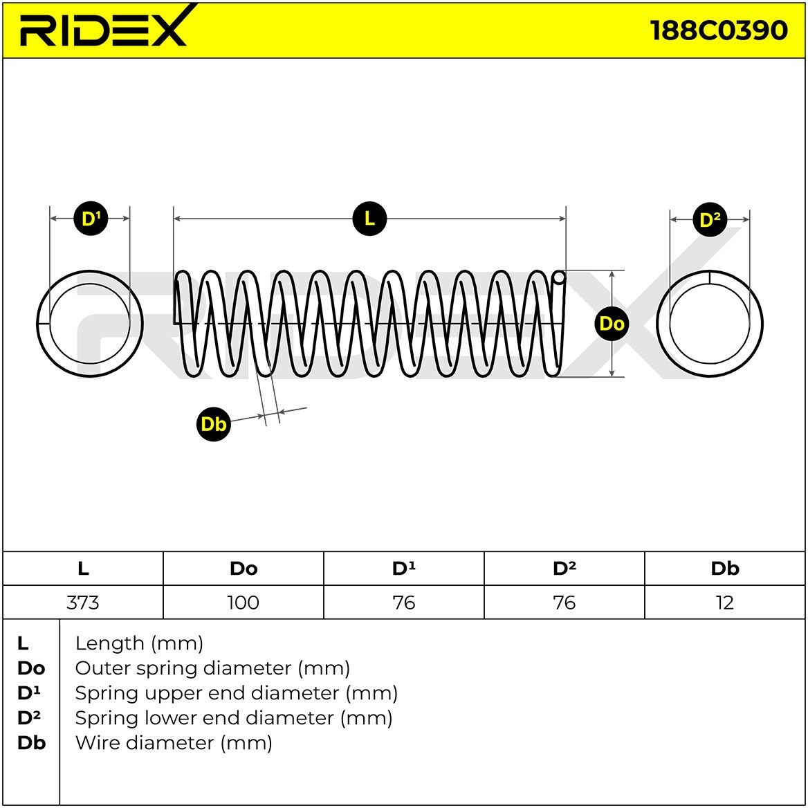 RIDEX 188C0390 Coil spring
