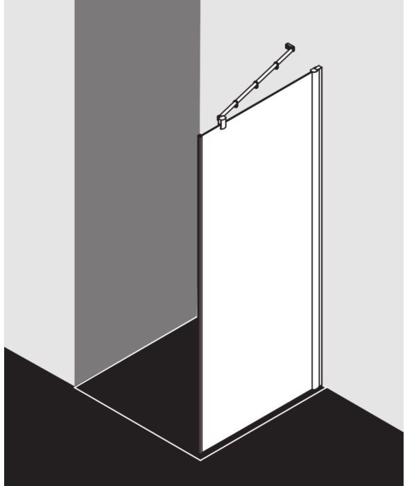 Kermi Diga Seitenwand DITWD07818VAK 78x185cm, silber hochglanz, ESG klar, auf Duschplatz