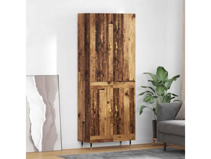 HEFZGDB Stauraum Schrank für Wohnzimmer, Aufbewahrungsschrank mit Metallfüßen, Highboard Betongrau modernes Design aus Holzwerkstoff langlebig mit Wandhalterung für Sicherheit