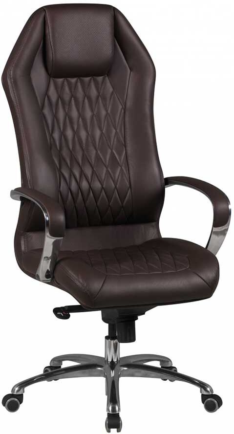 Pharao24.de Chef Sessel Premium Qualität Dunkelbraun & Alu