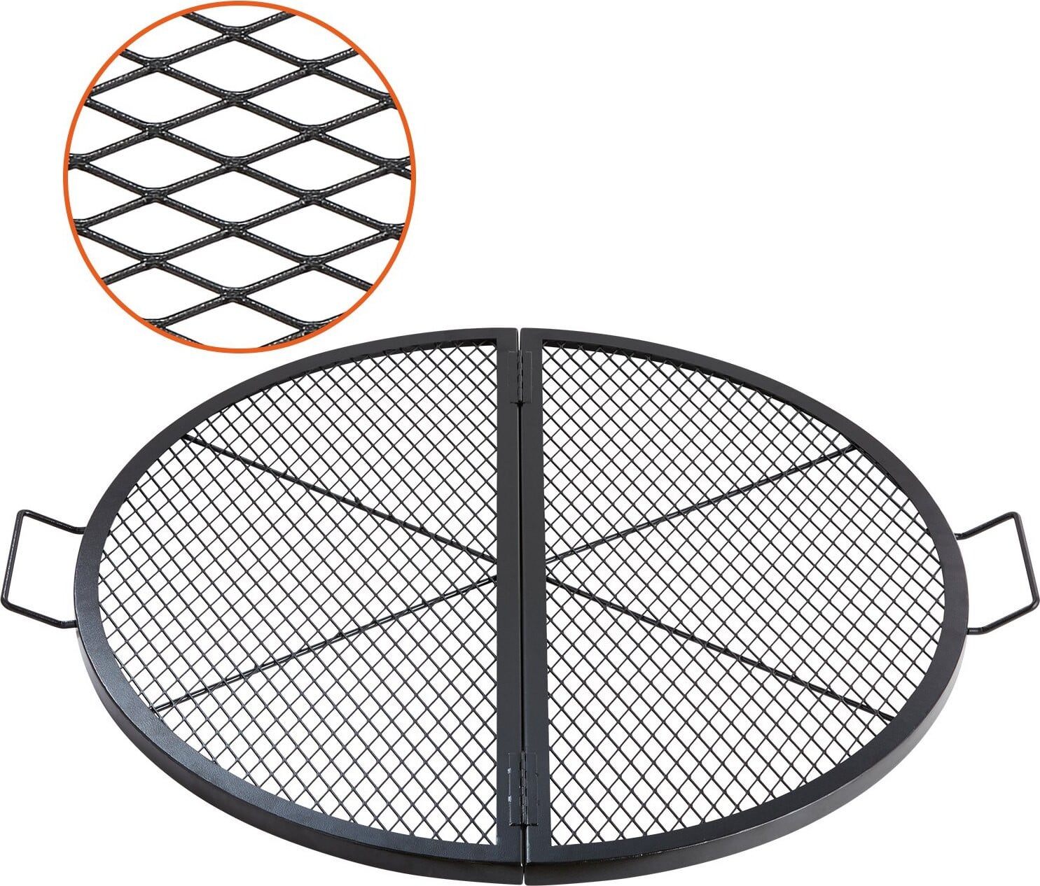 X-Marks Inklapbaar Grillrooster voor Vuurkorven, Zwart, B/D/H: 91 cm x 2,5 cm