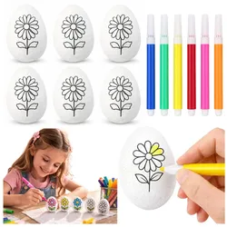 Styropor-Ostereier zum Bemalen mit Stiften Blumenmuster D 6 Stk