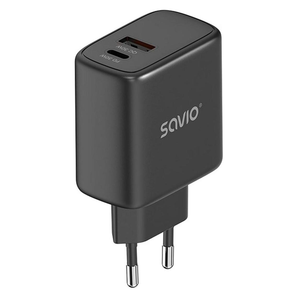 Savio Wandladegerät 30 W Quick Charge, Power Delivery 3.0, LA-06 (30 W, 2 Ports) (SAVLA-06/B)