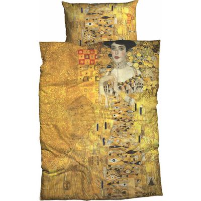 Bettwäsche GOEBEL "Adele Bloch", gold (goldfarben), B/L: 155cm x 220cm, 1 Stk., 1 Stk., Satin, B/L: 80cm x 80cm, 2 Stk., Satin, Obermaterial: 100% Baumwolle, Bettwäsche, Bettwäsche, mit Gemälde Motiv