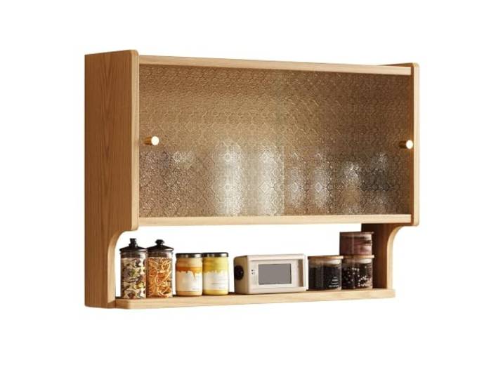 Wandmontierter Schrank Für Küche Esszimmer, Präsentations-Sideboard-Regal Eco-Board Floating Home Wand-Organizer-Schrank, Hängende Aufbewahrungseinheit(Wood color,80*56*20CM)